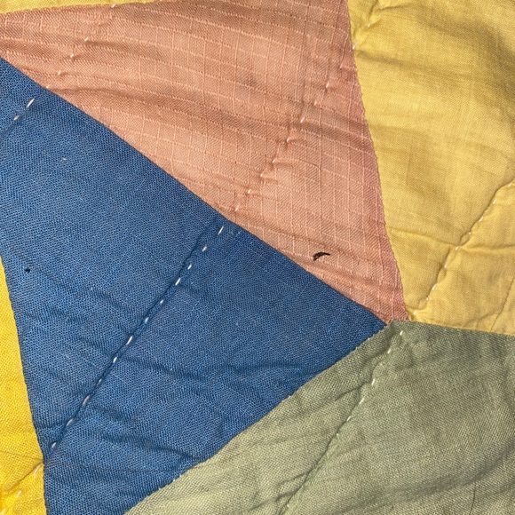 Vintage 1930-40s Handmade Feed Sack  GRANDMA'S FLOWER GARDEN QUILT 80”x67” - Picture 15 of 16